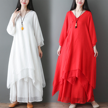 夏季复yo女士禅舞服ji装中国风禅意仙女连衣裙茶服禅服两件套