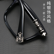 眼镜框yo配镜片近视an睛框镜架男潮黑框银饰配高度近视