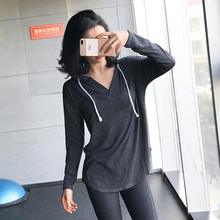 大码宽yr纯棉运动上nn速干健身长袖瑜伽服t恤跑步连帽衫春夏