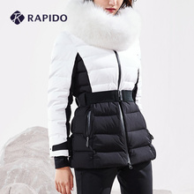 RAPytDO冬季女qb卸狐狸毛围脖腰带修身挡风保暖运动休闲羽绒服