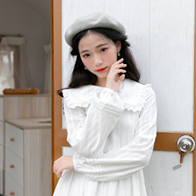 蝴蝶结yt衣裙法式初qb搭森系少女棉约会白色秋装新式中长