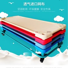 幼儿园yt用床单的午qb童午休床托管网布床叠叠(小)床环保塑料床