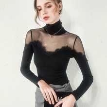 秋冬新yt女高领拉丁qb性感网纱国标摩登交谊舞练功服装