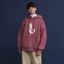 PROyv秋冬外套女lz鹅卫衣女连帽加绒 宽松韩款BF风情侣外套