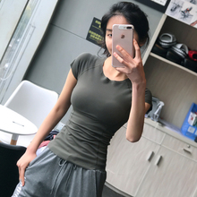 显瘦紧yx纯色运动tsw跑步健身房短袖速干透气瑜伽上衣训练衫