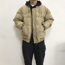 原创冬yx新式百搭男sw流拉链棒球衫棉衣日系原宿短加厚棉服帅