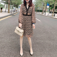 时尚收yy豹纹连衣裙mf裙子欧洲站2020秋季女装新式欧货潮韩款
