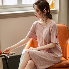 晚安睡yz女夏季纯棉ke女公主风性感露背美背睡衣夏天薄式裙子