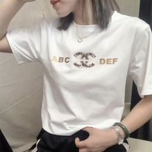白色tyz女短袖体恤ke夏装半袖2020新式宽松印花字母纯棉韩款