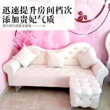 简约欧yz布艺沙发卧ke沙发店铺单的三的(小)户型贵妃椅