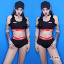 ds夜zagogo领pe服新式女dj钢管爵士舞队性感黑色潮牌运动套装