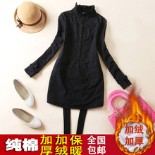 201zg秋冬新式纯cw衬衫女长袖韩款夹棉保暖加厚打底中长式衬衣