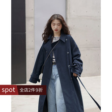 欧阳喜zg长式女 冬yy韩款宽松过膝大衣开衫翻领气质外套