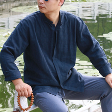 宽松亚zg长袖原创男wq麻衬衣中式休闲上衣大码4xl免烫式shirt