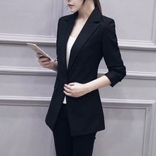 202zh春秋新式黑ng(小)西装中长式修身韩款时尚OL职业西服外套女