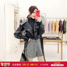 韩衣女zh 秋装短式ma女2020新式女装韩款BF机车皮衣(小)外套