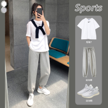 灰色运zh裤女宽松显ts百搭休闲裤(小)个子秋季2020ins潮束脚裤