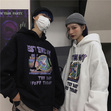秋冬情zh卫衣加厚加asins原宿风复古字母宽松连帽外套帽衫女