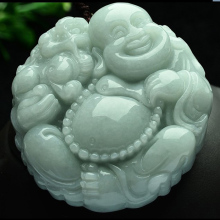 大肚弥zh佛吊坠玉佛as式貔貅天然玉翡翠A货项链大号玉坠