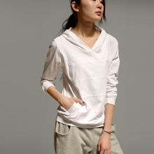 连帽长ziT恤女式2un春夏新式百搭bf运动宽松显瘦纯棉打底衫女薄