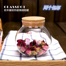 软木塞zn璃瓶密封罐zd玻璃罐储物罐糖果饼干花创意带灯
