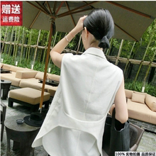 202zu新式马夹棉ao扣(小)个子西装领坎肩韩款修身显瘦马甲女腰带
