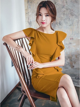 厂家新zx性感荷叶袖bx身包臀连衣裙夏季女夜店聚会修身礼服