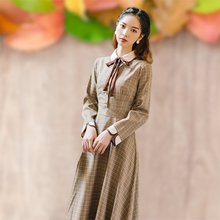 早秋冬zy法式复古少km连衣裙女文艺气质减龄长袖收腰显瘦裙子