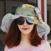 夏季薄zz透气雪纺大ww滩太阳帽凉帽女士海边遮阳帽防晒帽子女