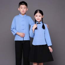 宝宝民zz服装五四青ww国风学生装春晚大合唱朗诵演出服中国风